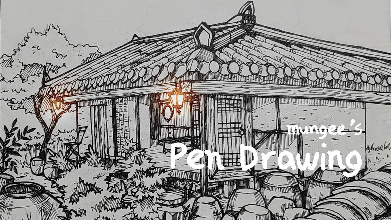 펜 드로잉, 일상을 그려냅니다 | 한옥 그리기 | Pen Drawing - Hanok