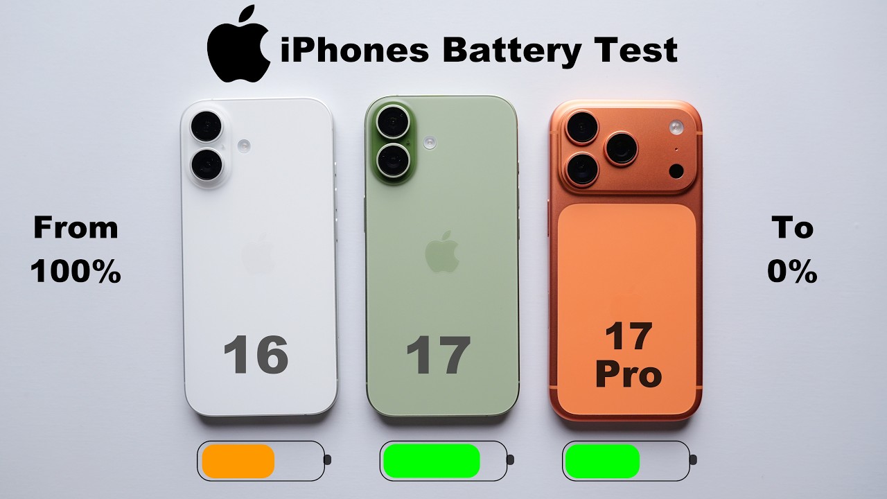 iPhone 16 vs iPhone 17 vs iPhone 17 Pro Battery Test 100% To 0% | Shocking!