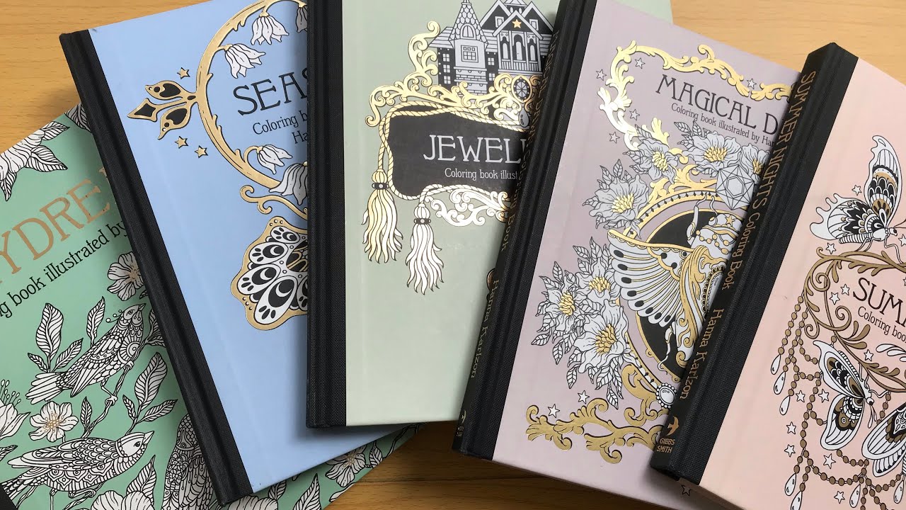 My Hanna Karlzon book collection including completed pages | ADULT COLOURING