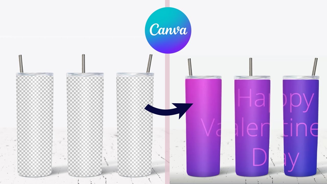 Skinny Tumbler Full wrap Mockup: How to insert your design in Canva