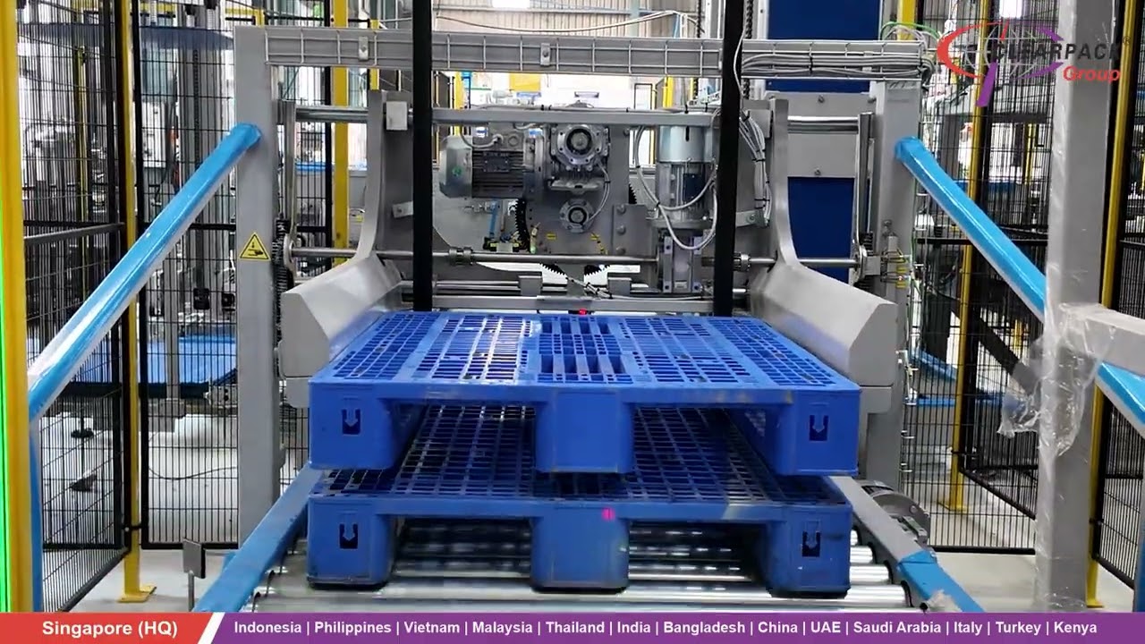 High Speed Sweep Type Palletizer for PET Bundled Bottles- Clearpack Group