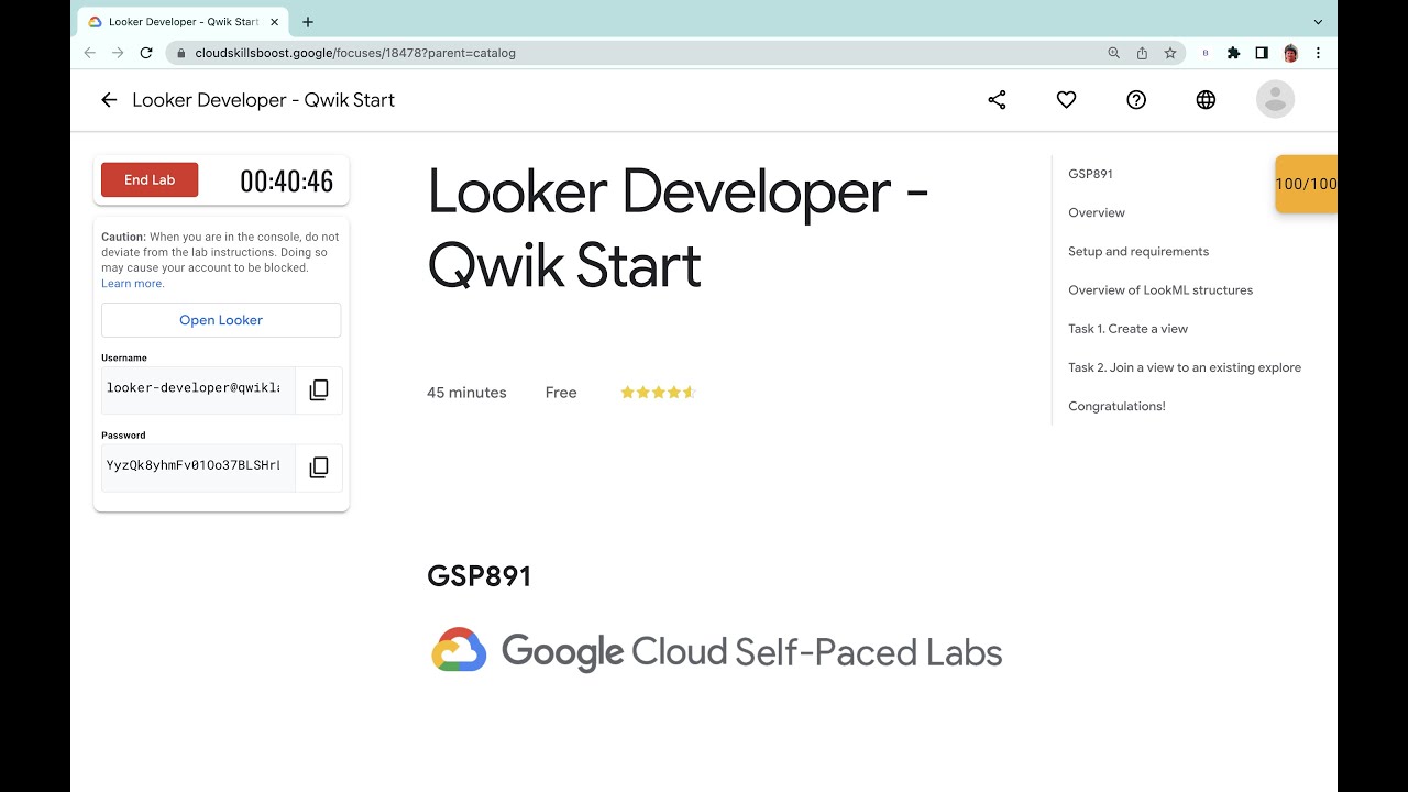 Looker Developer - Qwik Start || #qwiklabs || #GSP891