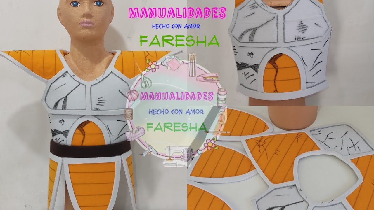 Armadura de Vegeta de fieltro tecno Sayajin Dragón Ball infantil 5-6 años, cómo hacer.