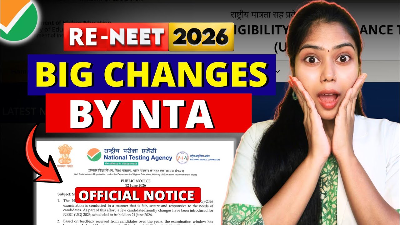 Big Changes by NTA in RE-NEET 2026 Exam😱| Student Friendly Official Notice✅ #neet #neet2026 #update