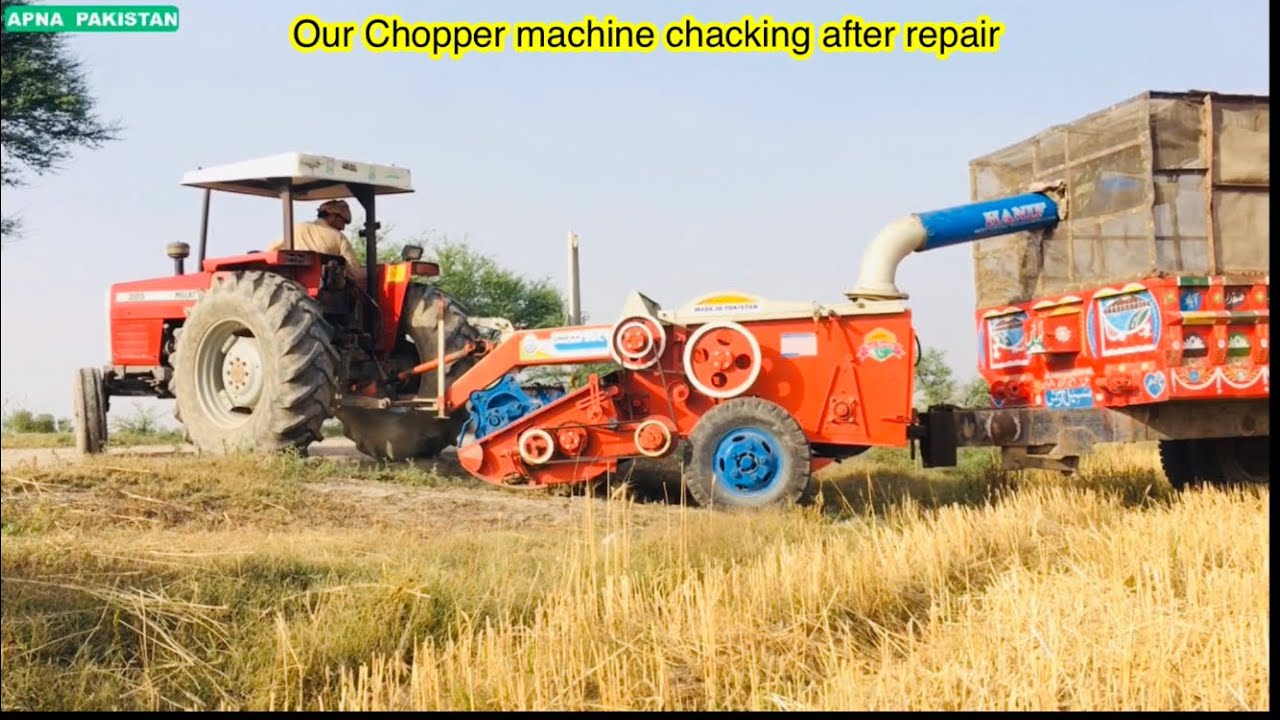 Our straw chopper machine chacking after repairing. With MF 385 model 2015 performance