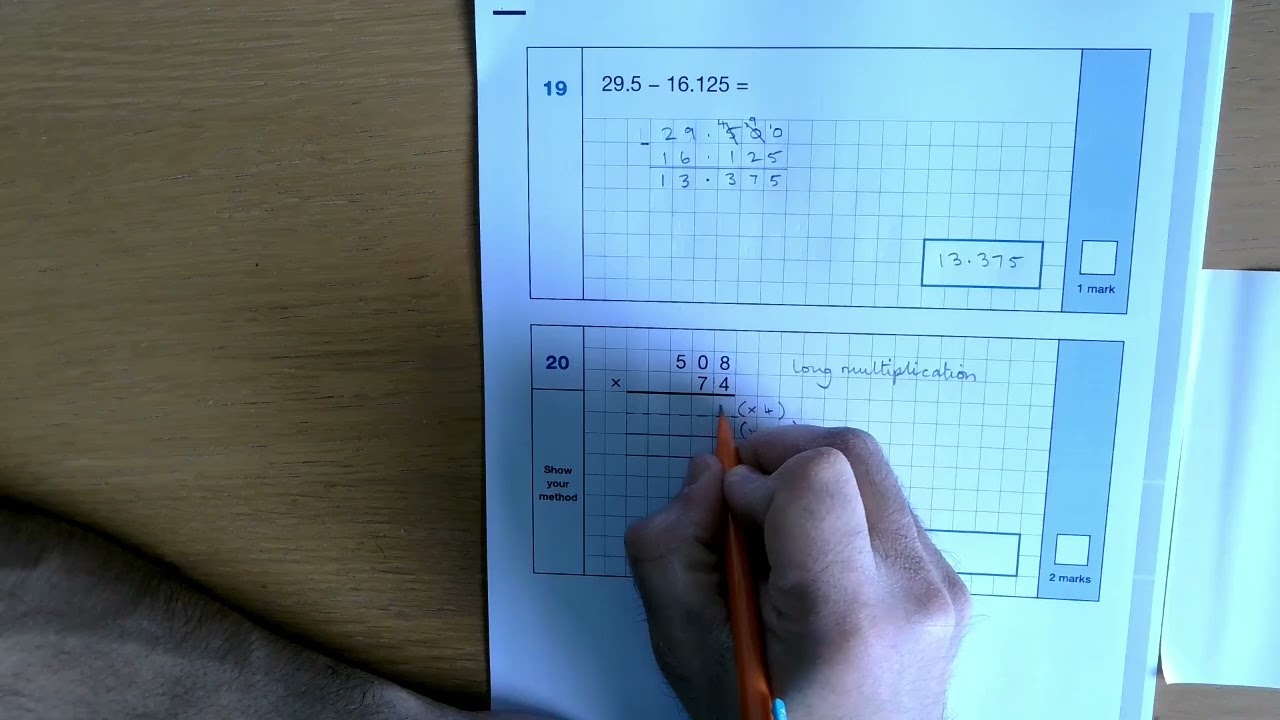 2023 Key Stage 2 Mathematics Paper 1 Questions 19 to 20