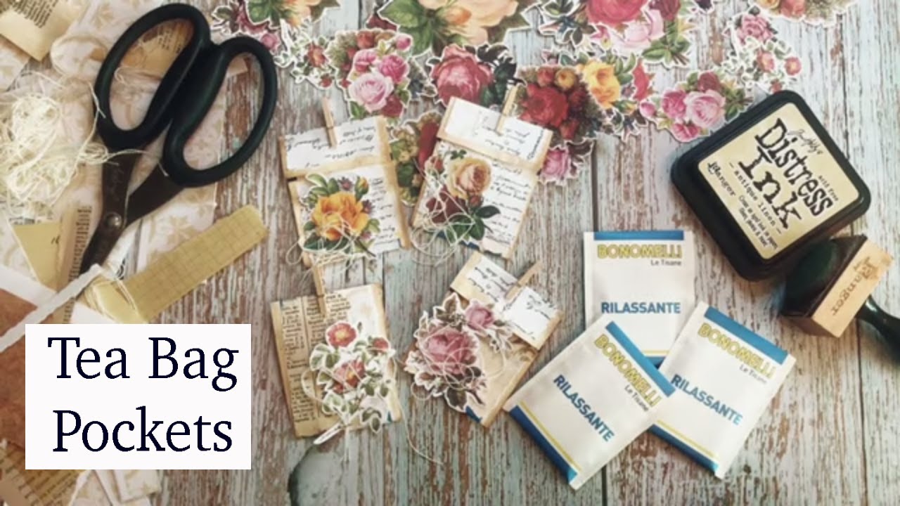Tea Bag Easy POCKETS using scraps | embellishments for Junk Journal | JJ#188