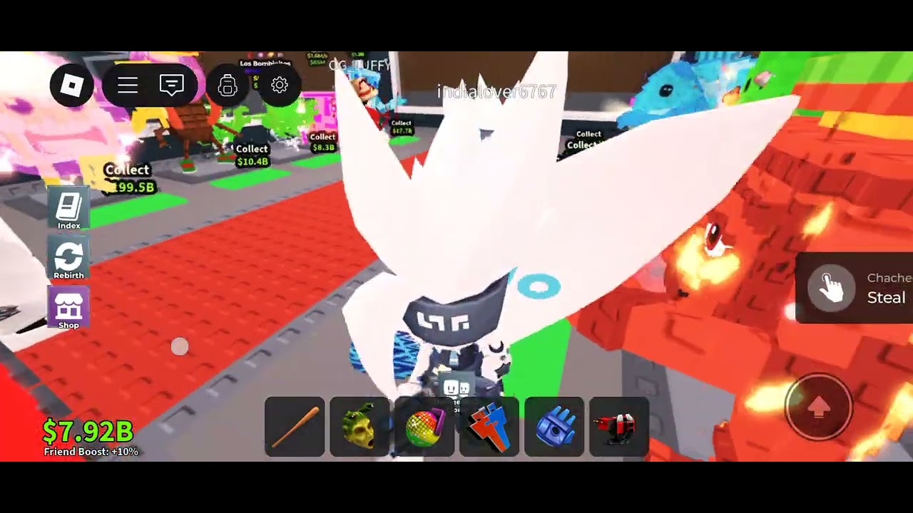 Me and my frind playing steal a brainort he is rich  