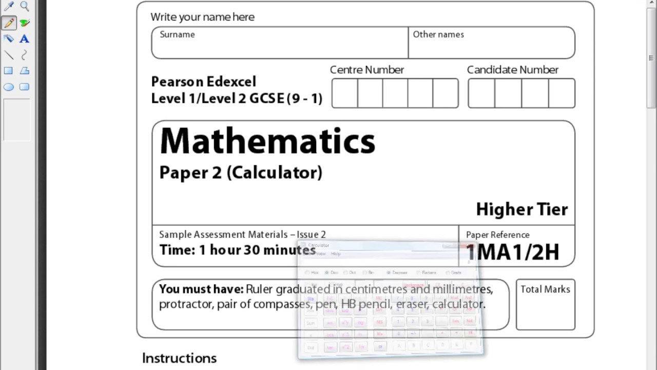Edexcel GCSE (9-1) Mathematics 1MA1/2H Introduction and Question 1