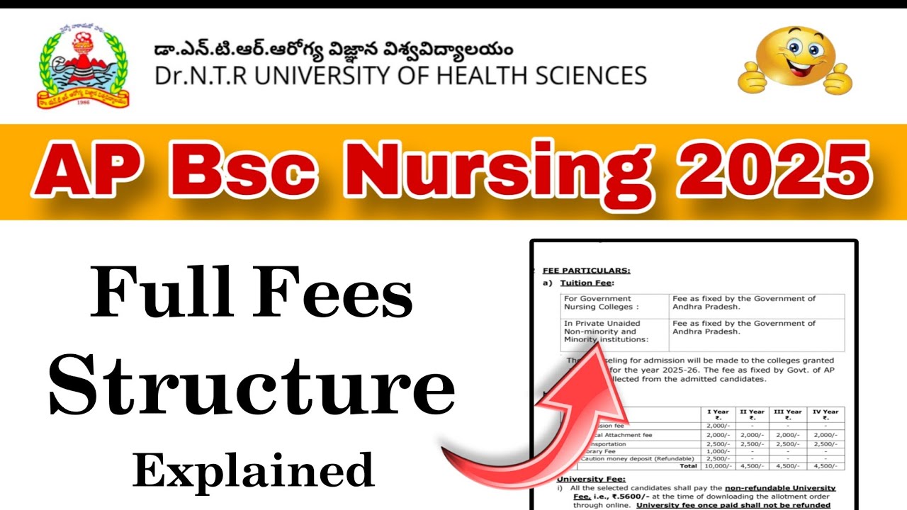 AP Bsc nursing Fees Structure | Dr NTR University 2025