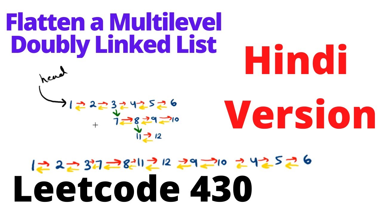 Flatten a Multilevel Doubly Linked List | leetcode 430 | Hindi
