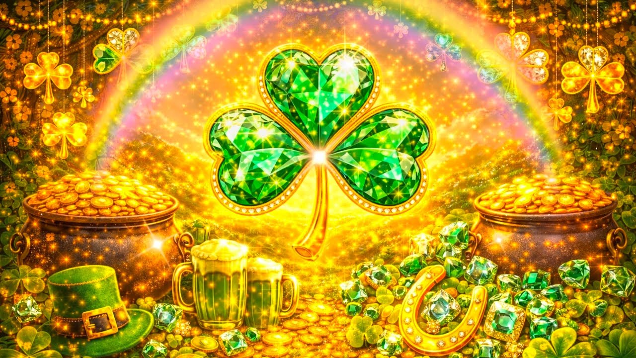 St Patrick’s Day Ambience 🍀 Jewel Shamrock Celtic Music Screensaver Background