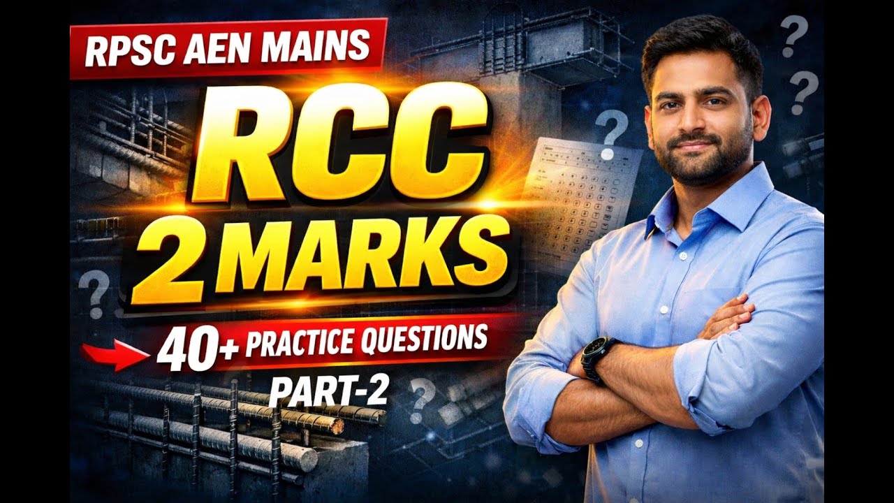 RPSC AEN MAINS | RCC | 2 Marks Most Important 40+ Question Part-2
