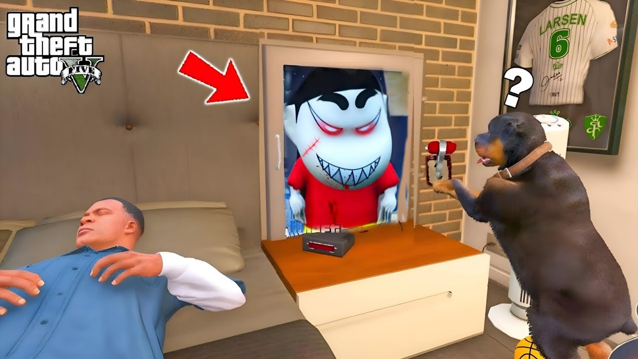 GTA5' CHOP FOUND Most Horror Hidden Tunnel Franklin, chop & Shinchan Found in Franklin Room!