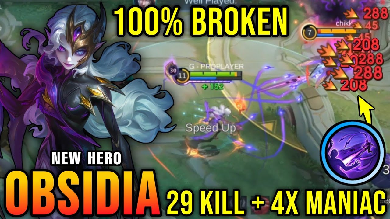 29 Kills + 4x MANIAC!! Obsidia New Hero MLBB 100% Broken!! - New Hero Tryout ~ MLBB