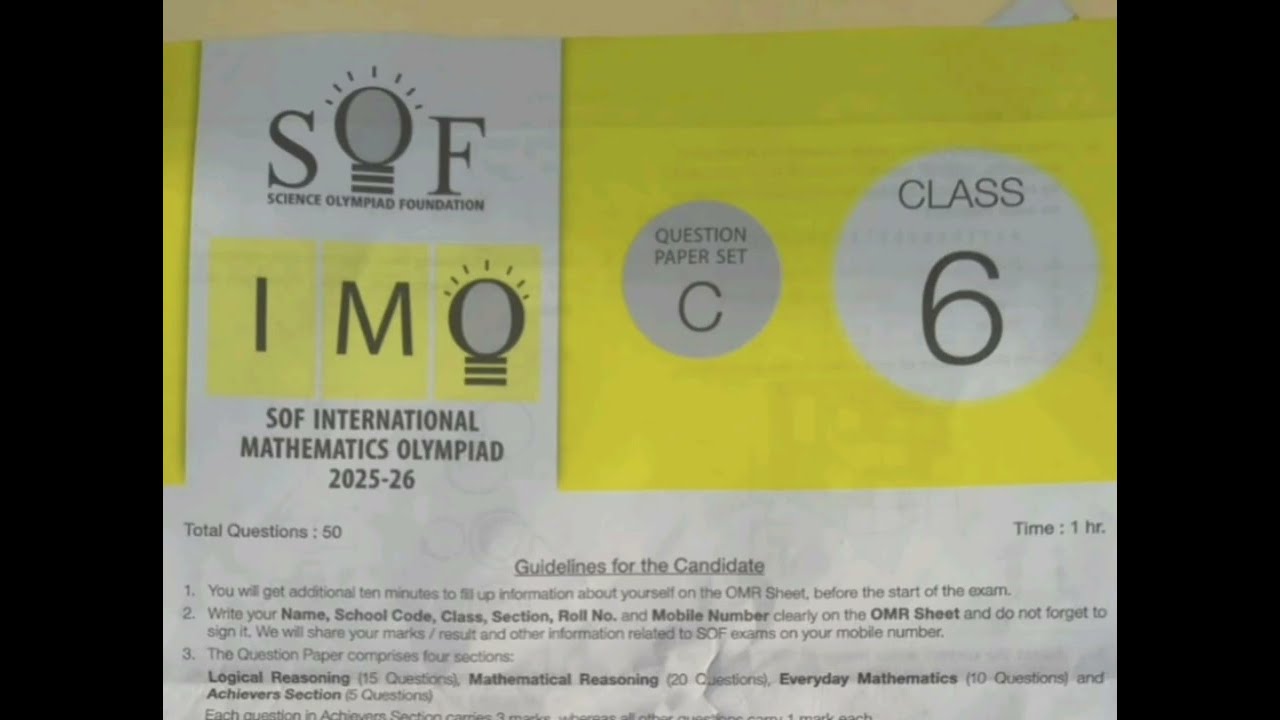 IMO SET C class 6 2025-26 SOF Answer l Maths Olympiad l#IMO 2025 #sof #mathsolympiad  #answerkey