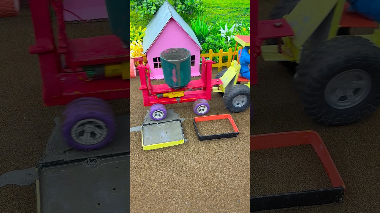 😱 Real Working Mini Tractor Making Cement Pillar | Amazing DIY Construction Machine 🚜 #shorts