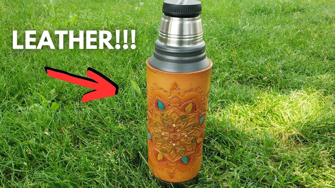 Embossed Leather Thermos Cover (Termo Forrado en Cuero Vacuno Repujado) #cuero #leather #embossed