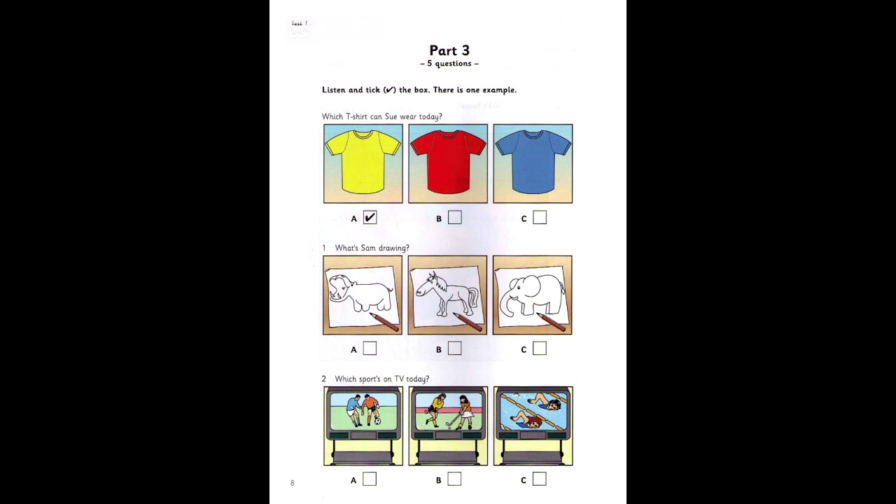 Cambridge starter book 4- Test 1- part 3