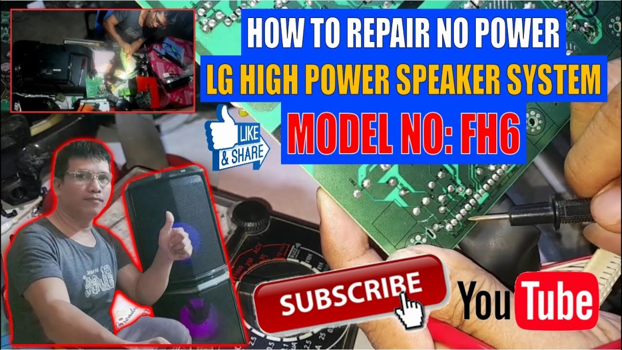 How to Repair LG FH6 High Power Speaker System No Power Problem.
