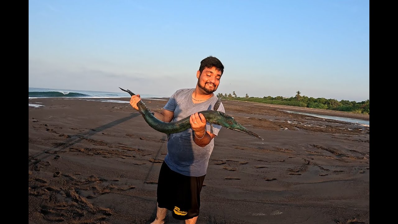 Primera pesca de montruo en el mar que Tonito se pesca y es un Agujonsote hahaaa!!!!