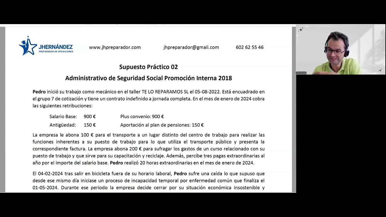 Supuesto Práctico Administrativo Seguridad Social Promoción Interna 2018