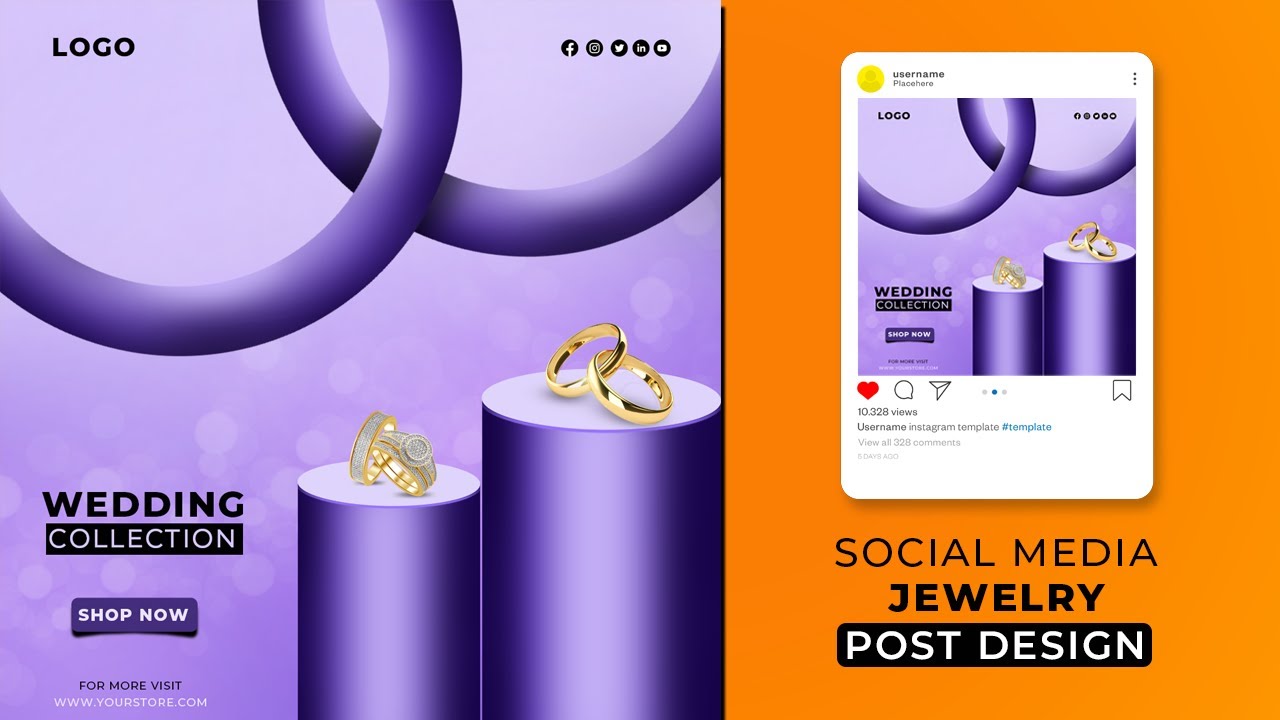 Social Media Jewellery Post | Jewelry Ad Designs | Photoshop Tutorial