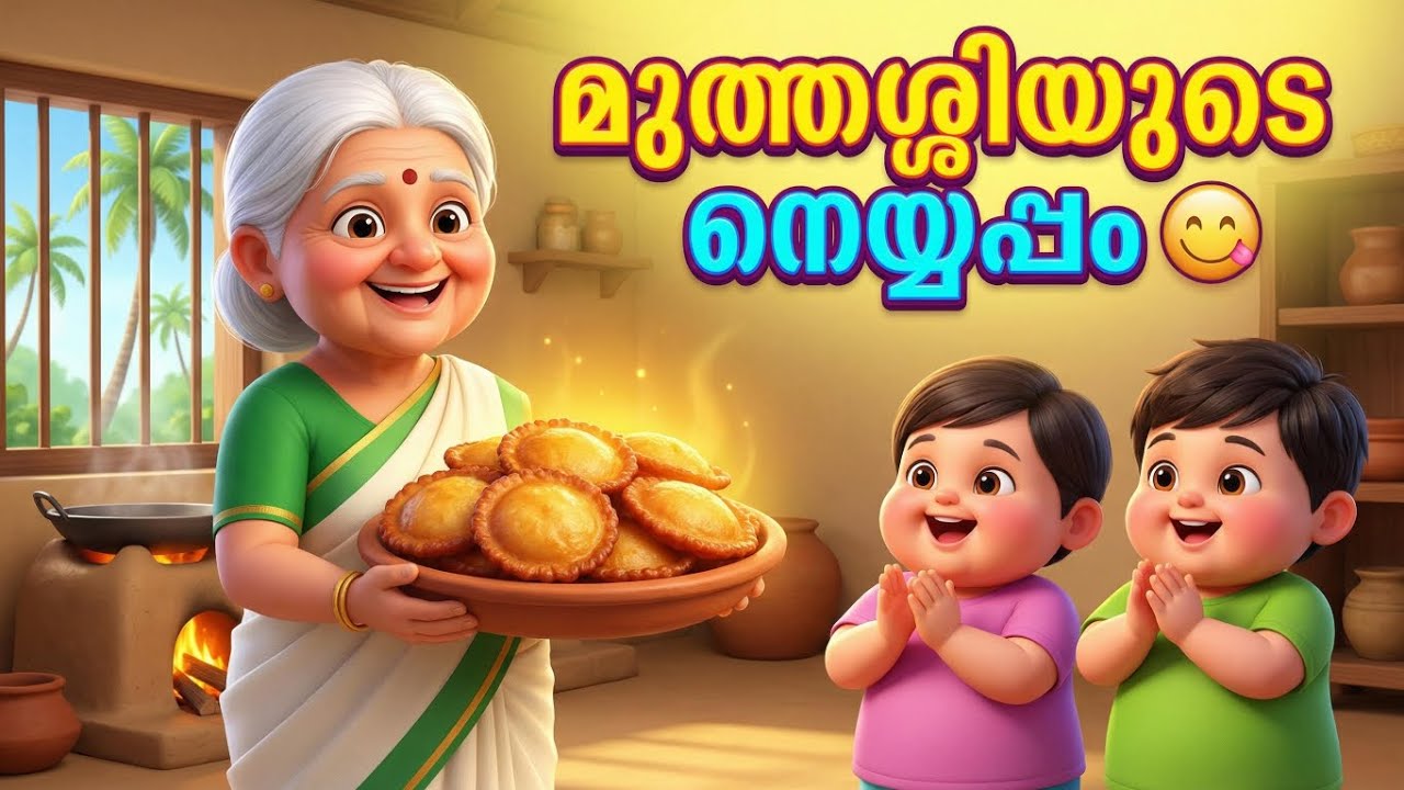 മുത്തശ്ശിയുടെ നെയ്യപ്പം 😋 | Kerala Kids Nursery Rhyme | Malayalam Baby Song