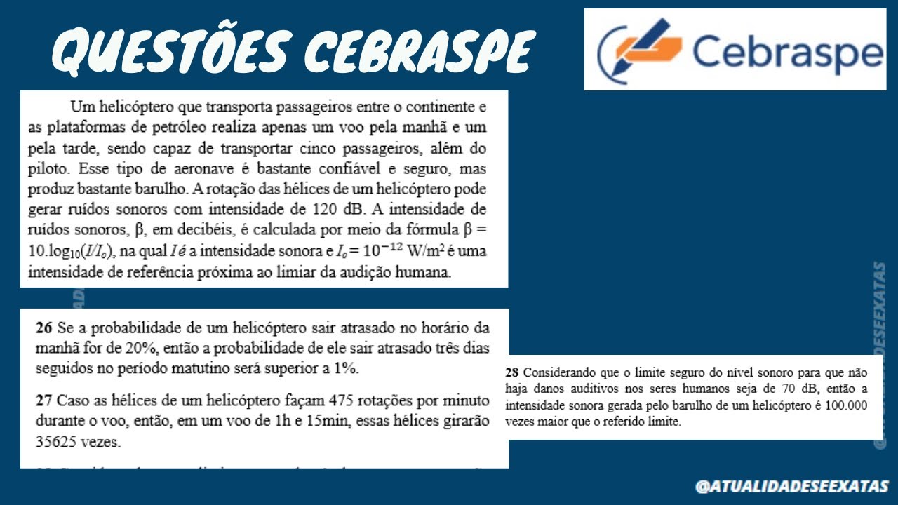 QUESTÕES CEBRASPE - PROVA DE MATEMÁTICA RESOLVIDA 24/03/2024 - LOGARITMO E PROBABILIDADE