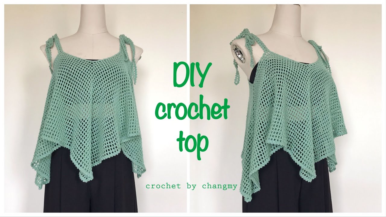 103. DIY crochet summer top | Hướng dẫn móc áo lưới 2 dây đơn giản, điệu đà | by changmy