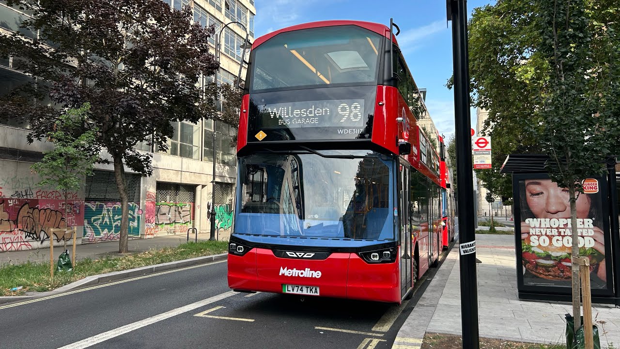 FULL ROUTE VISUAL|Metroline Bus Route 98 Holborn Red Lion Sq - Willesden Bus Garage|WDE3117(LV74TKA)