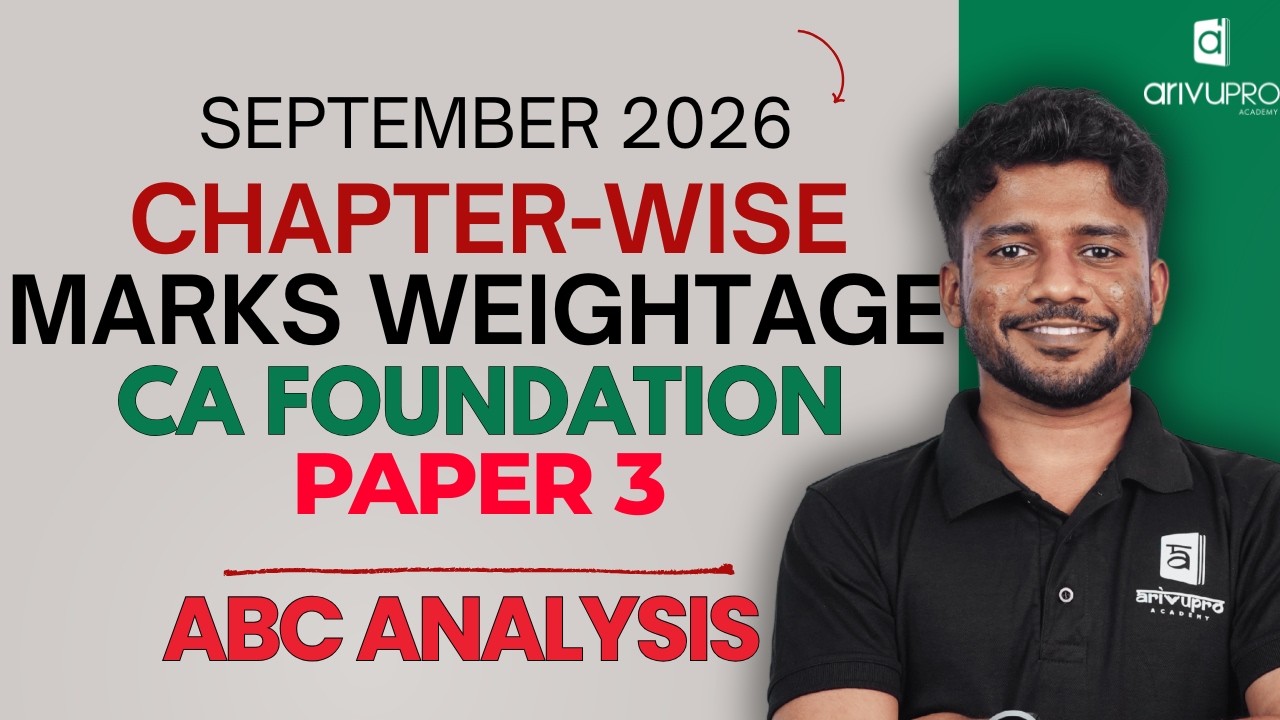 Marks Weightage | Quantitative Aptitude CA Foundation September 2026 | ABC Analysis | Nithin