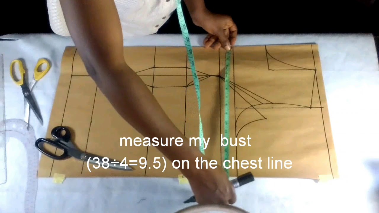 How to draft a princess dart bustier blouse pattern Front part.