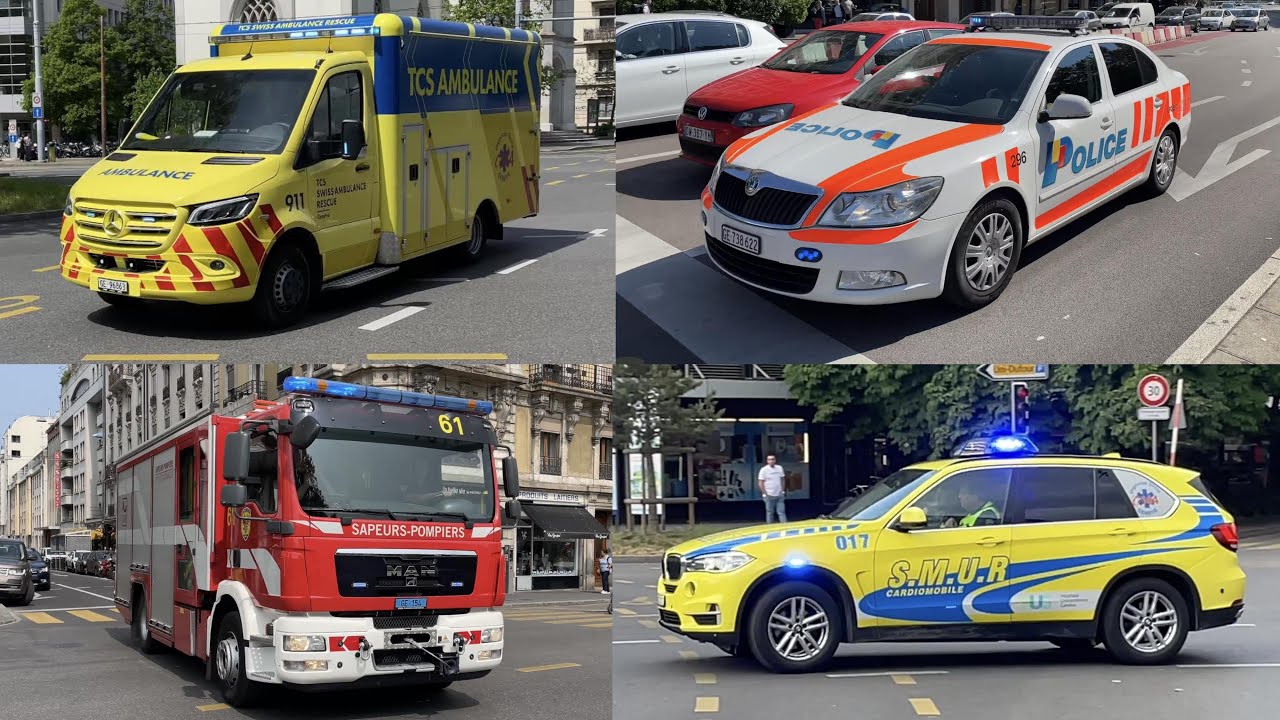 [Compilation] Emergency vehicles responding in Geneva