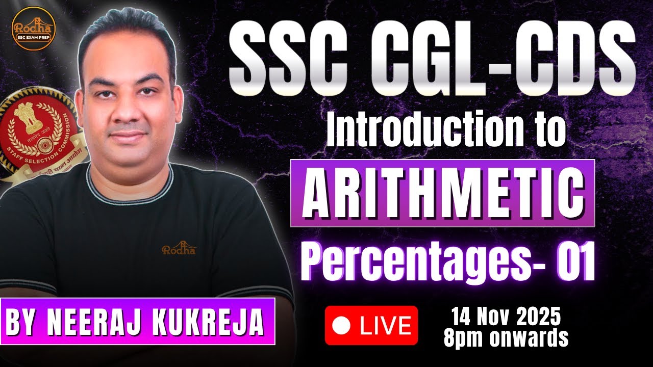 Introduction to Arithmetic for SSC CGL & CDS | Percentages Part-01 | Neeraj Kukreja Sir | #RODHASSC