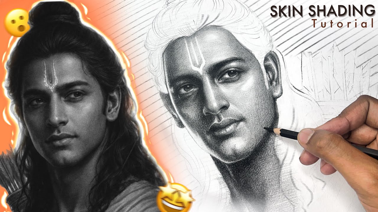 Hyper realistic Shri Ram Shading Tutorial with Graphite Pencil // Skin Shading Technique decoded