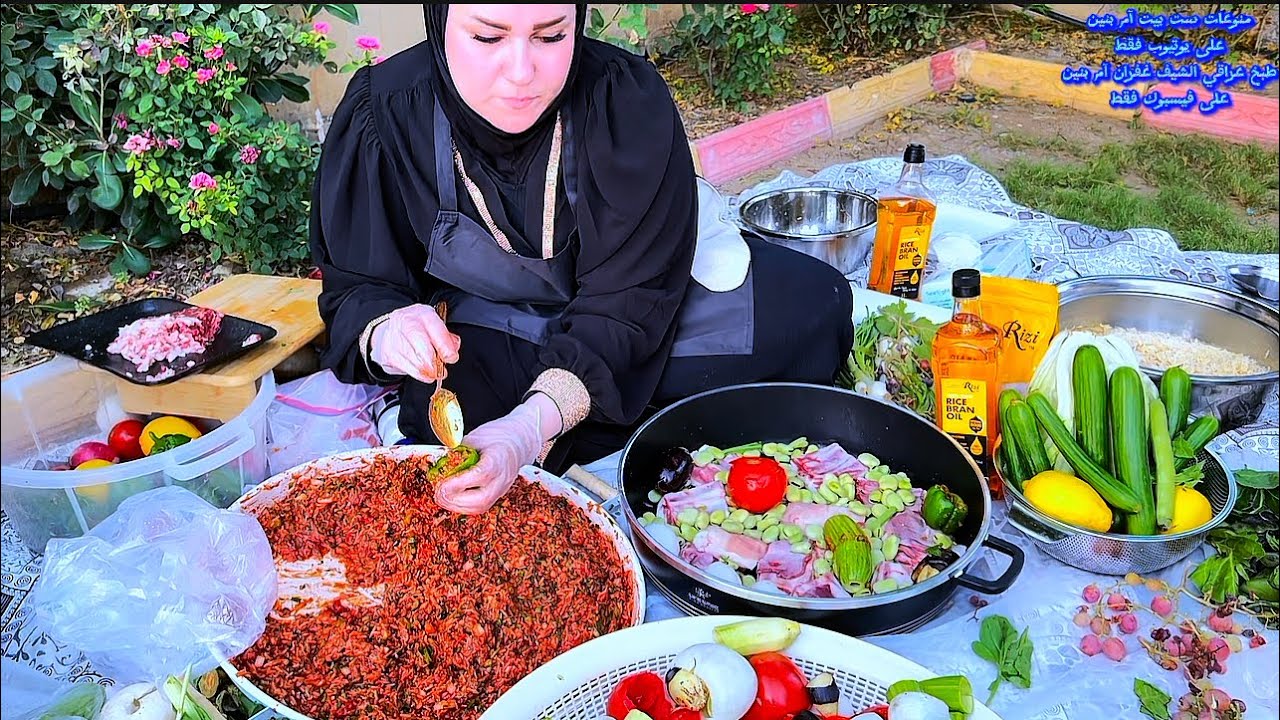 ‏دولمه الكردية دولمه  البغدادية والسمك المسكوف وتمن الأحمر في المزرعة كل تفاصيل لهم أجواء عائلية