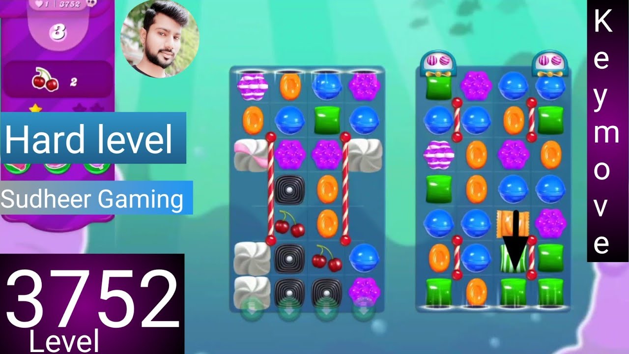 Candy crush saga level 3752 । No boosters ।  Hard level । Candy crush 3752 help। Sudheer Gaming