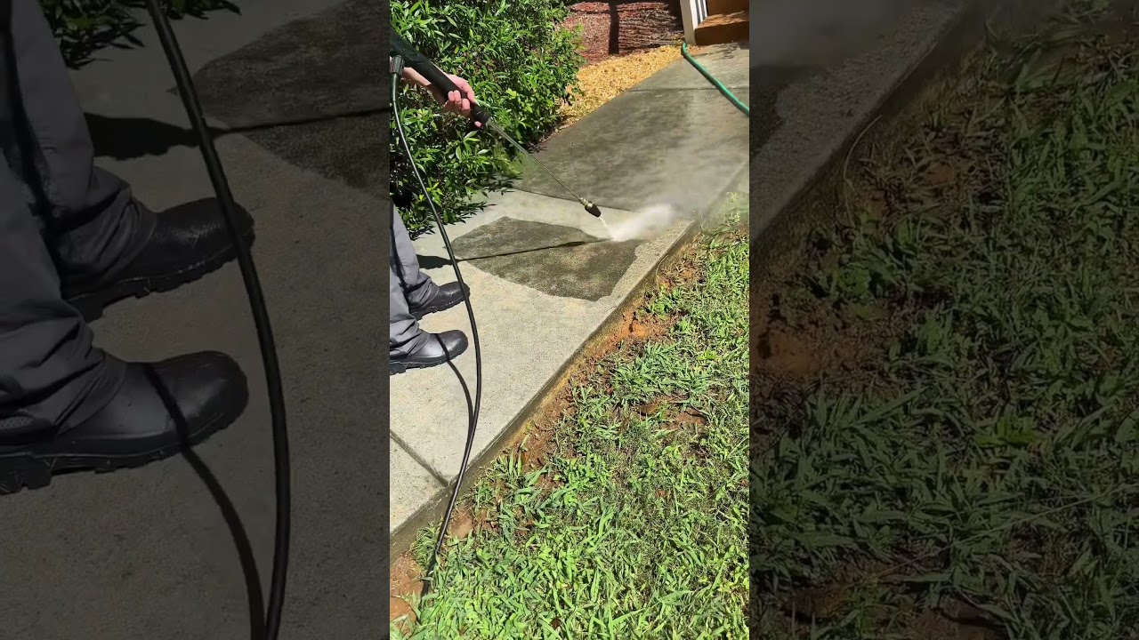 POV: Pressure Washing a Dirty Sidewalk (So Satisfying!)