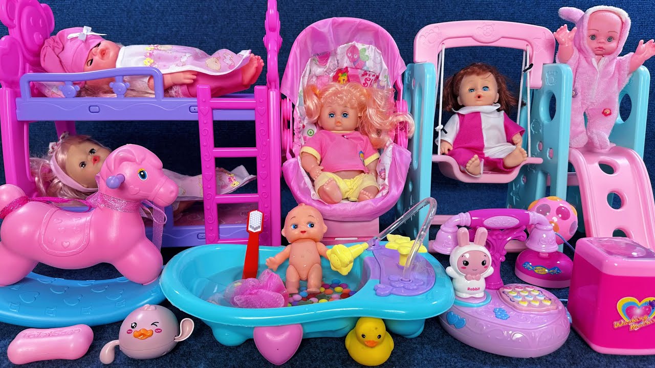11 Minutes Satisfying with Unboxing Cute Princess Bed ＆ Swing Collection Toys Review | ASMR