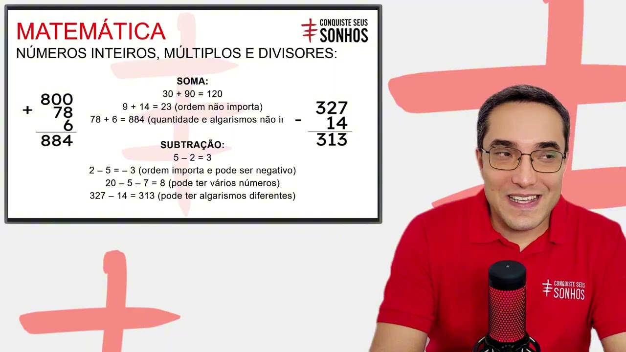 NÚMEROS INTEIROS, MÚLTIPLOS E DIVISORES - MATEMÁTICA - CARGO ENSINO MÉDIO - CONCURSO PÚBLICO