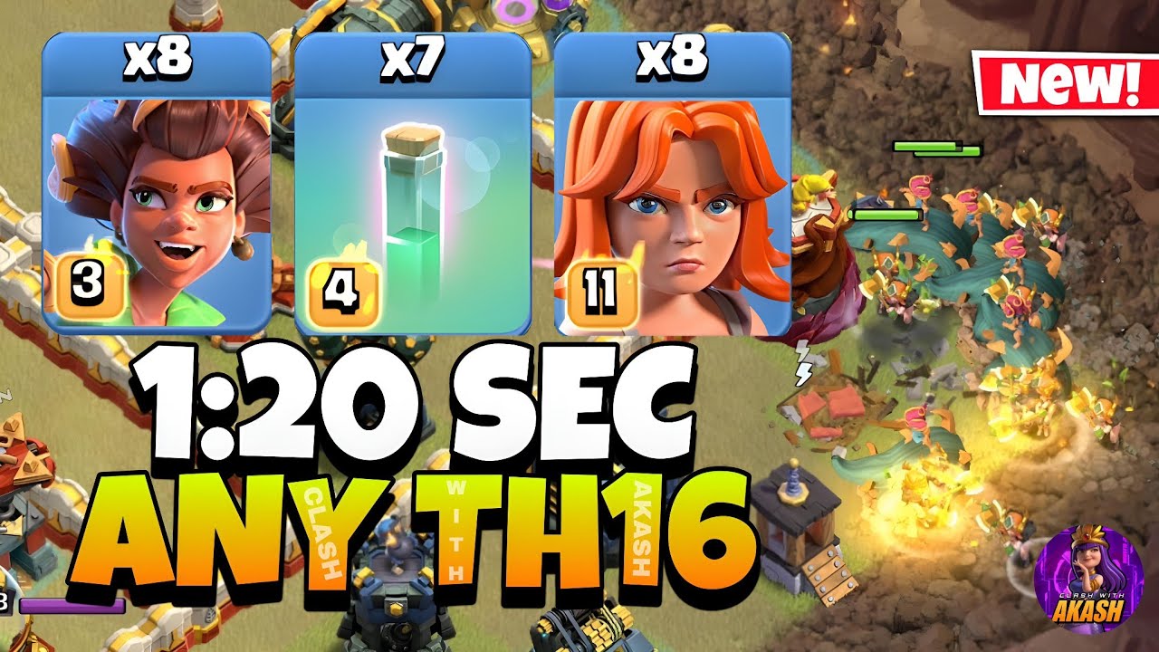 Th16 Root Rider Valkyrie Attack Strategy !! Best Th16 Attack Strategy in Clash of Clans 🔥