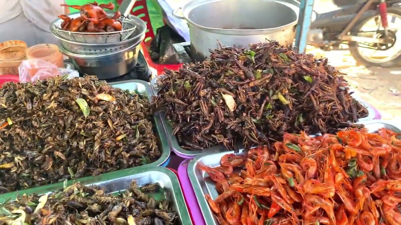 Cambodia street food, They just prepare food for selling in front Music stage Cambodia beer
