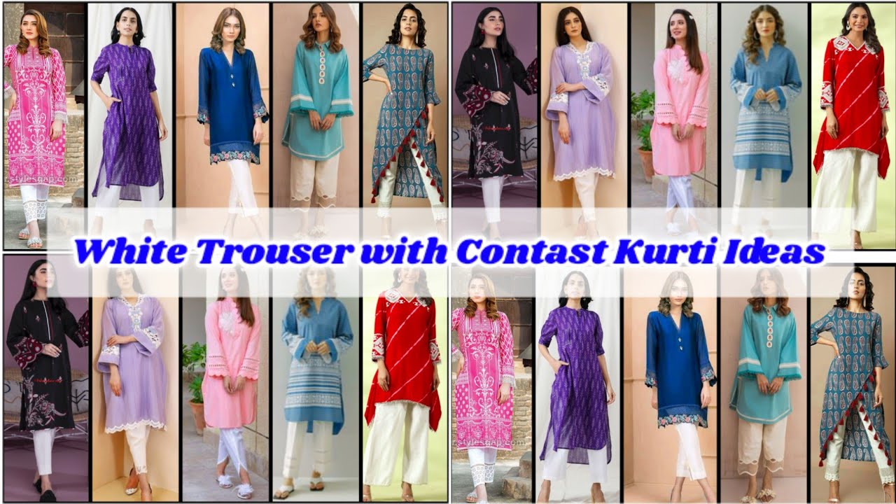 Latest Contrast Colour Combination Ideas With *White Capri* | White Plazo Design