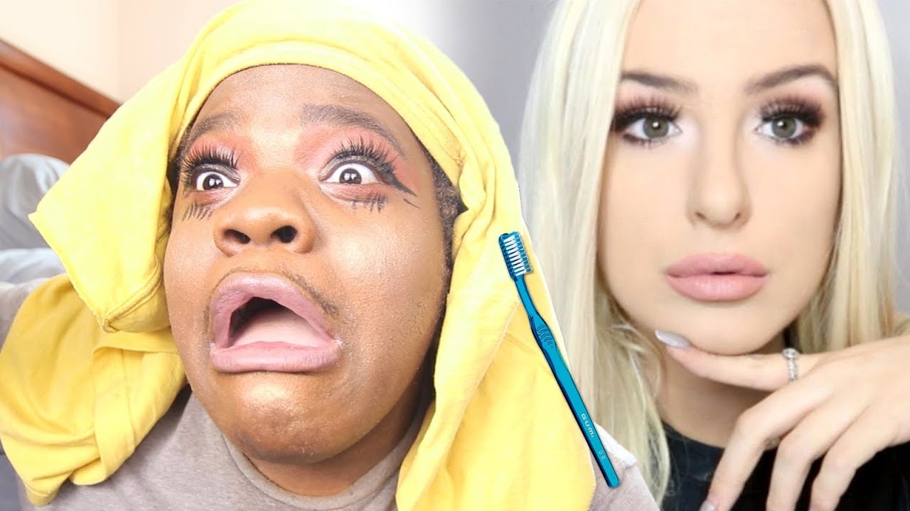 I TRIED FOLLOWING A TANA MONGEAU MAKEUP TUTORIAL .. TOOTHBRUSH