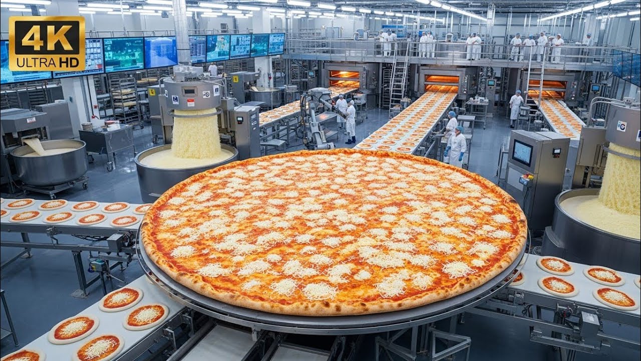Inside the Cheese Pizza Factory | Large-Scale Cheese Pizza Production | How It’s Done