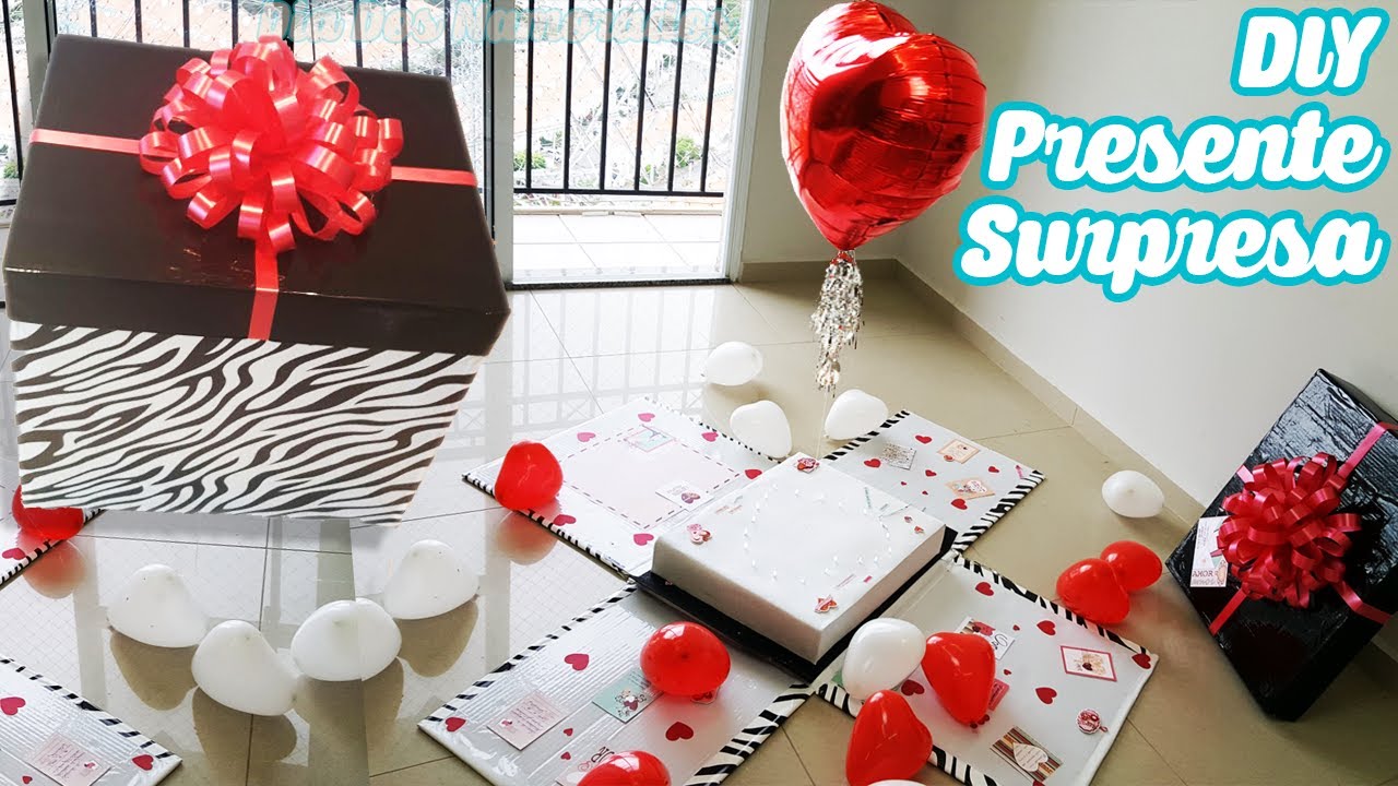 DIY Caixa Surpresa com Balão 💝 Presente Surpresa DIA DOS NAMORADOS
