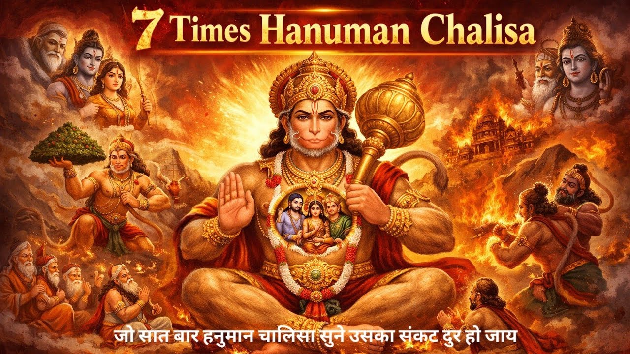 हनुमान चालीसा सात बार | जीवन के सभी संकट दूर | Powerful Chanting | Sanatan Bhakti 