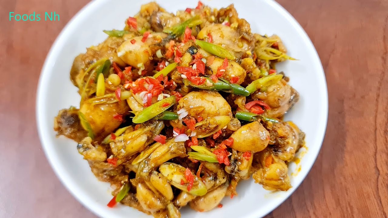 Ếch xào sả ớt. Ếch không tanh, thịt dai thơm, đậm đà dùng ăn cơm hoặc lai rai rất ngon - Foods NH