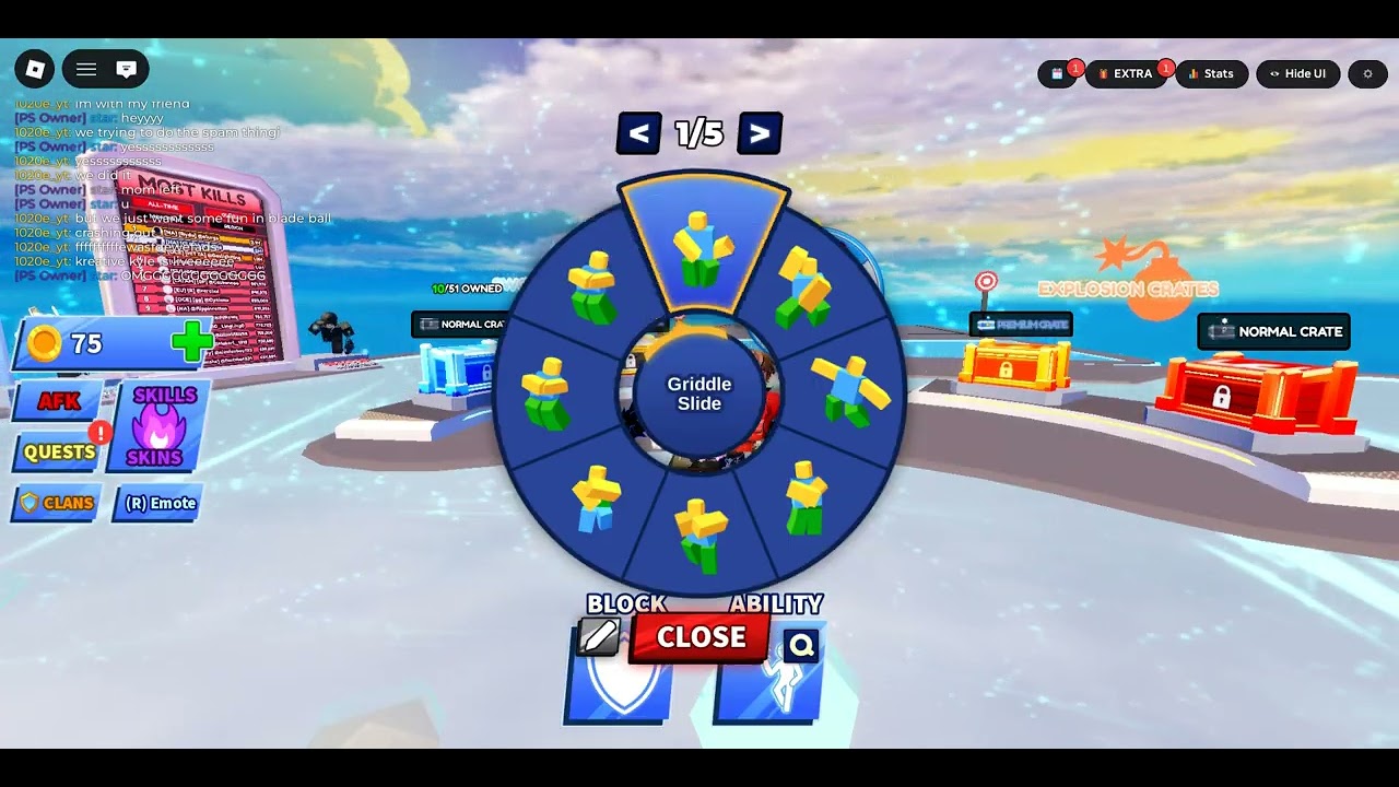 me and my friend play blade ball (not first time)
